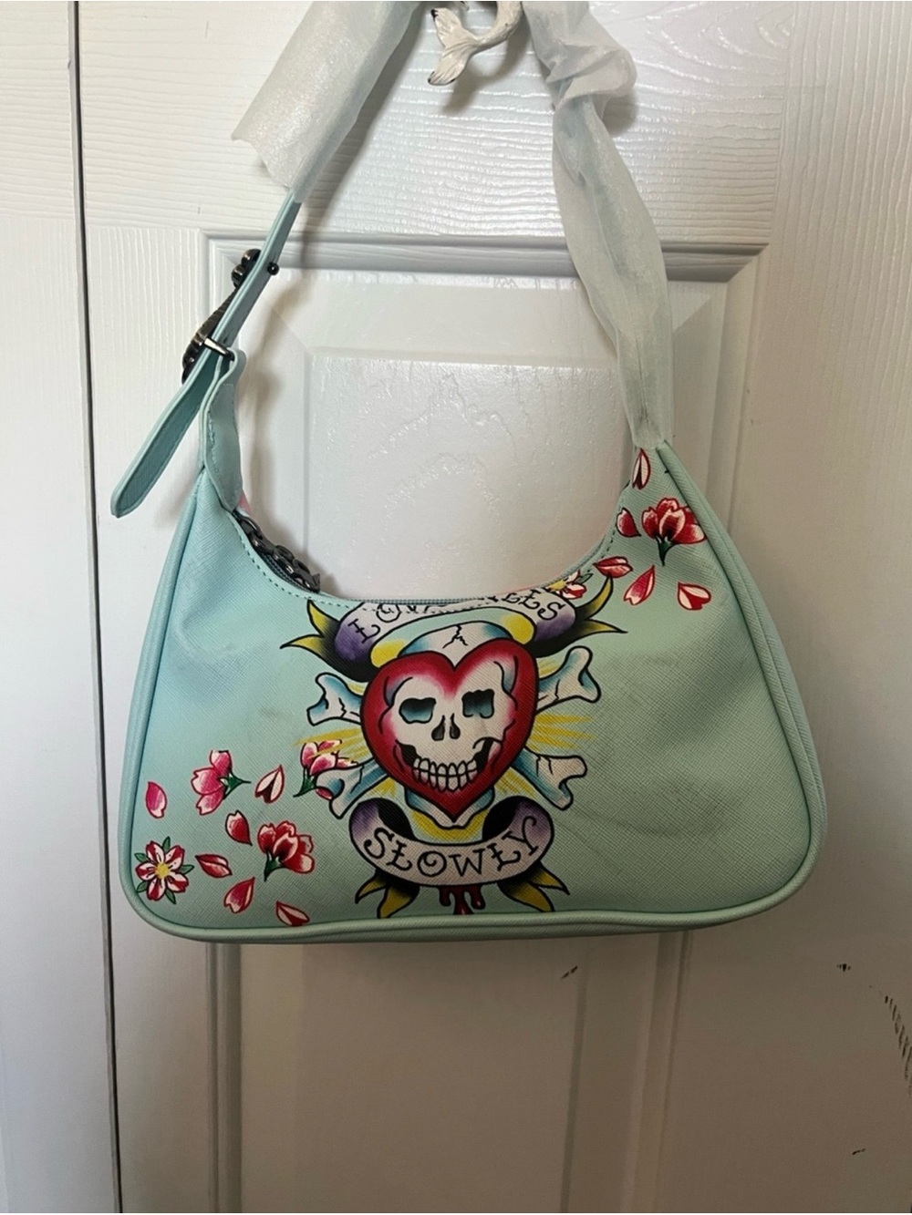 Ed Hardy "Love Kills Slowly" Mint Green Shoulder Bag NWT